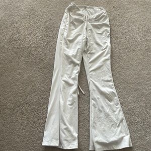 Front tie ruched flare pants